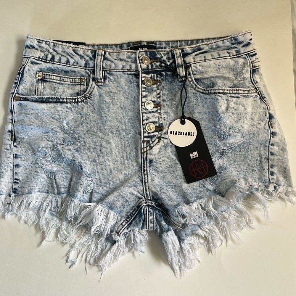 l&M Cut Off Lightwash Denim Shorts Large New - Picture 10 of 12